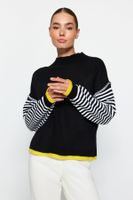 Trendyol Black Color Block Knitwear Sweater