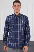 G719 DEWBERRY MEN'S SHIRT-NAVY BLUE - WHITE