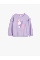 Koton Sweatshirt Unicorn Appliqued Ruffle Detailed Cotton Raised