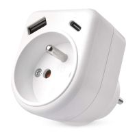 Rozbočovací zásuvka 1×, 1×USB-A+1×USB-C, bílá