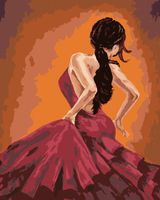 Maľovanie podľa čísel - TANEČNICA TANCUJÚCA FLAMENCO Rámovanie: vypnuté plátno na rám, Rozmer: 40x50 cm