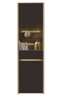 Vysoká vitrína s osvetlením embra - dub artisan/biely lesk