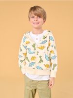 Sinsay - Bluza zapinana na zamek z motywem dinozaurów - kremowy
