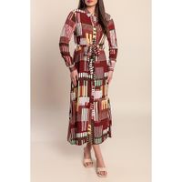 Bedrucktes Maxikleid, Braun
