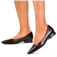 primohurt Black classic shoes with a leather insole, women's pointed-toe pumps with a low heel