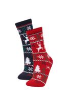 DEFACTO Women's New Year Themed 2-Pack Cotton Long Socks