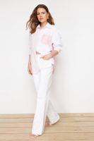 Trendyol Pink Color Block Oversize Wide Fit Woven Shirt