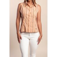 Ärmelloses Shirt Mit Streifenprint, Apricot