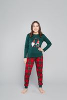 Santa pajamas for girls, long sleeves, long legs - green/print