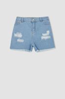 DEFACTO Girl's Mom Fit Ripped Detailed Shorts