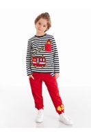 Denokids Striped Fire Engine Boy T-shirt Pants Suit