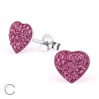 Olivie Strieborné náušnice SRDIEČKO so Swarovski kryštálmi 0724