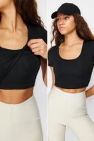 Trendyol Black 2 Layer Padded Sports Bra Crop Knitted Sports Top/Blouse