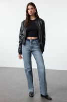 Trendyol Blue Waist Detail High Waist Wide Leg Jeans