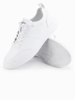 Ombre Men's monochromatic sports style shoes with stitching - white