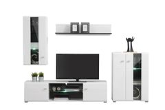 Obývacia stena s osvetlením goro - biela/dub čierny