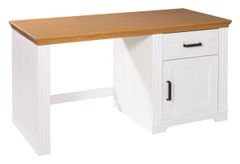 Písací stôl z masívu malcolm - biela/dub