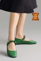 Mio Gusto Hailey Women's Casual Flat Shoes With Genuine Leather Green