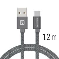 Datový kabel Swissten Textile USB / USB-C 1,2 M, grey