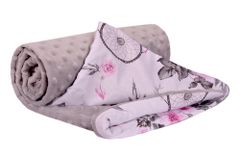 Medi Partners Blanket 75x100 cotton + minky – Dream catchers with flowers + gray minky