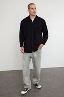 Trendyol Black Oversize Fit Cashmere Winter Textured Shirt