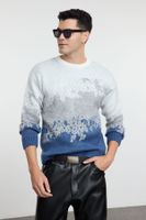 Trendyol Indigo Unisex Crew Neck Landscape Knit Sweater