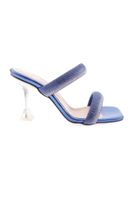 DGN 5160-23Y Women's Silver Stone Banded Heeled Slippers Sax Metalli