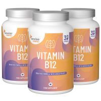 Essentials Vitamin B12 250 mcg hochdosiert + Folat, 30 vegane Kapseln 3x