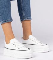 Gemre Białe damskie trampki na wysokiej podeszwie Selina