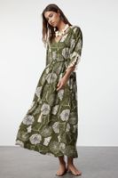 Trendyol Floral Maxi Woven Tassel Beach Dress