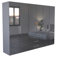 Carryhome ŠATNÍ SKŘÍŇ, antracitová, vysoce lesklá antracitová, 294/219/59 cm