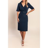 Midikleid Mit Gürtel, Dunkelblau