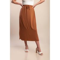 Midi Suknja Od Viskoze Plus Size, Smeđa