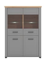 Nízka vitrína s osvetlením políc lotta - šedá/dub artisan