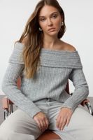 Trendyol Gray Soft Texture Carmen Collar Knitwear Sweater