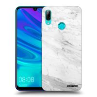Silikónový čierny obal pre Huawei P Smart 2019 - White marble