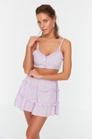 Trendyol Lilac Ruffle Detailed Beach Blouse-Beach Skirt Set