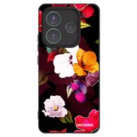 Silikónový čierny obal pre Xiaomi Redmi Note 14 5G - Flowers and Berries
