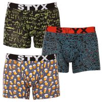 3PACK pánské boxerky Styx long art sportovní guma vícebarevné (3U12672) XL