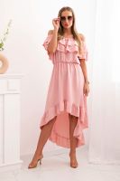 Kesi Włoski Women's off-the-shoulder dress with a longer back dark pink