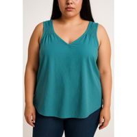 Baumwolltop Plus Size, Petrol