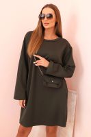Kesi Włoski Sukienka damska wiskozowa Plus Size z torebką na łańcuszku khaki