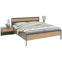 Dieter Knoll POSTEĽ S NOČNÝMI STOLÍKMI, 180/200 cm, farba duba, bridlicová