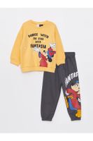 LC Waikiki Crew Neck Long Sleeve Mickey Mouse Printed Baby Boy Sweatshirt and Tracksuit Bottom 2-Piece Set