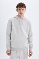 DEFACTO Regular Fit Hooded Soft Furry Basic Plain Sweatshirt