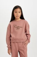 DEFACTO Girl's Crew Neck Printed Thessaloniki Fabric Sweatshirt