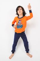 Remek boys' pyjamas, long sleeves, long legs - orange/navy blue