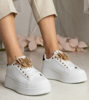 Gemre Biało-czarne sneakersy z motylkiem z cyrkoniami Kariba