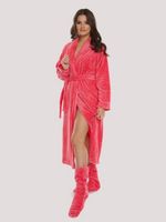 Bathrobe De Lafense 548 Melanie S-2XL long women's raspberry-dots 101