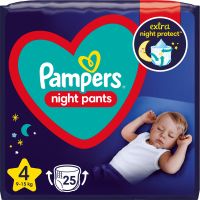 Pampers Night Pants Size 4 hlačne plenice za enkratno uporabo za noč 9-15 kg 25 kos